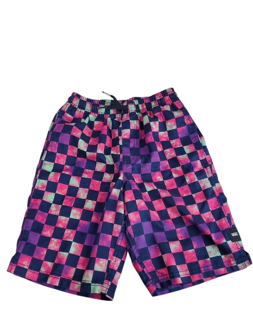 Van Checkered Swim Trunks Beach Fishing Youth Size Small Pink Green Athletic M